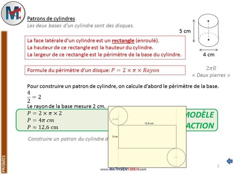 5ème - PRISMES - Patrons de cylindres