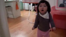 Adorable Korean child Chased By Dad - cutest toddler ever.