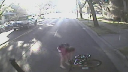 Bus slams cyclist but no harm done