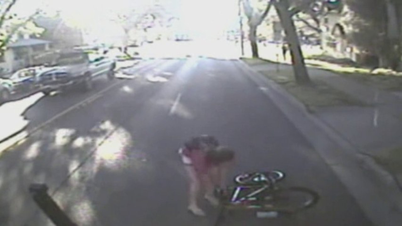 Bus slams cyclist but no harm done