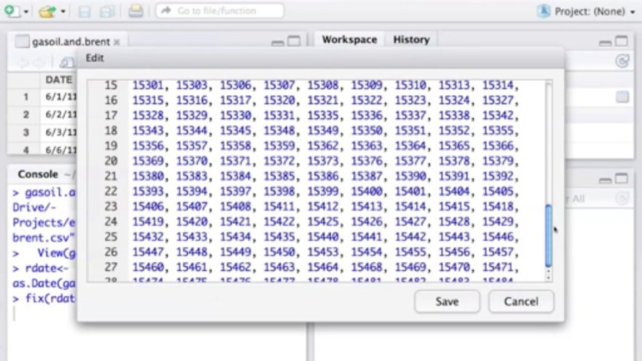 timeseries via data frame