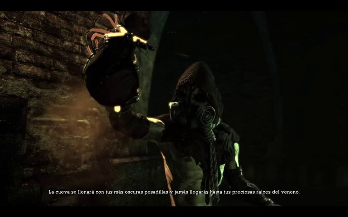 Batman Arkham Asylum GOTY Cinemática: Batman se encuentra con el Espantapájaros y Cocodrilo.