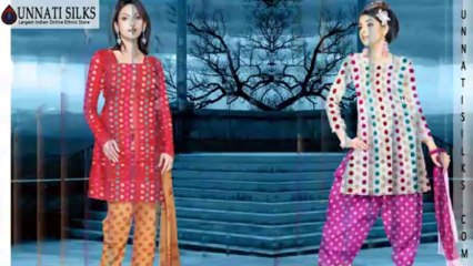 Buy Chanderi salwar kameez online, Fancy Chanderi dress materials shop