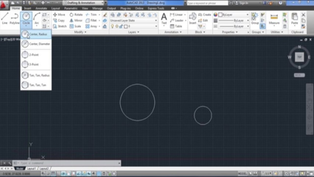 Circle in CAD 2013