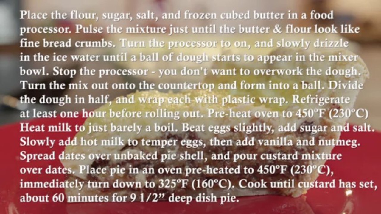 Date Custard Pie Recipe