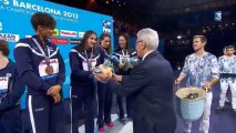 Podium relais 4x200m NL (F) - ChM 2013 natation (Muffat, Bonnet, Lazare, Balmy)