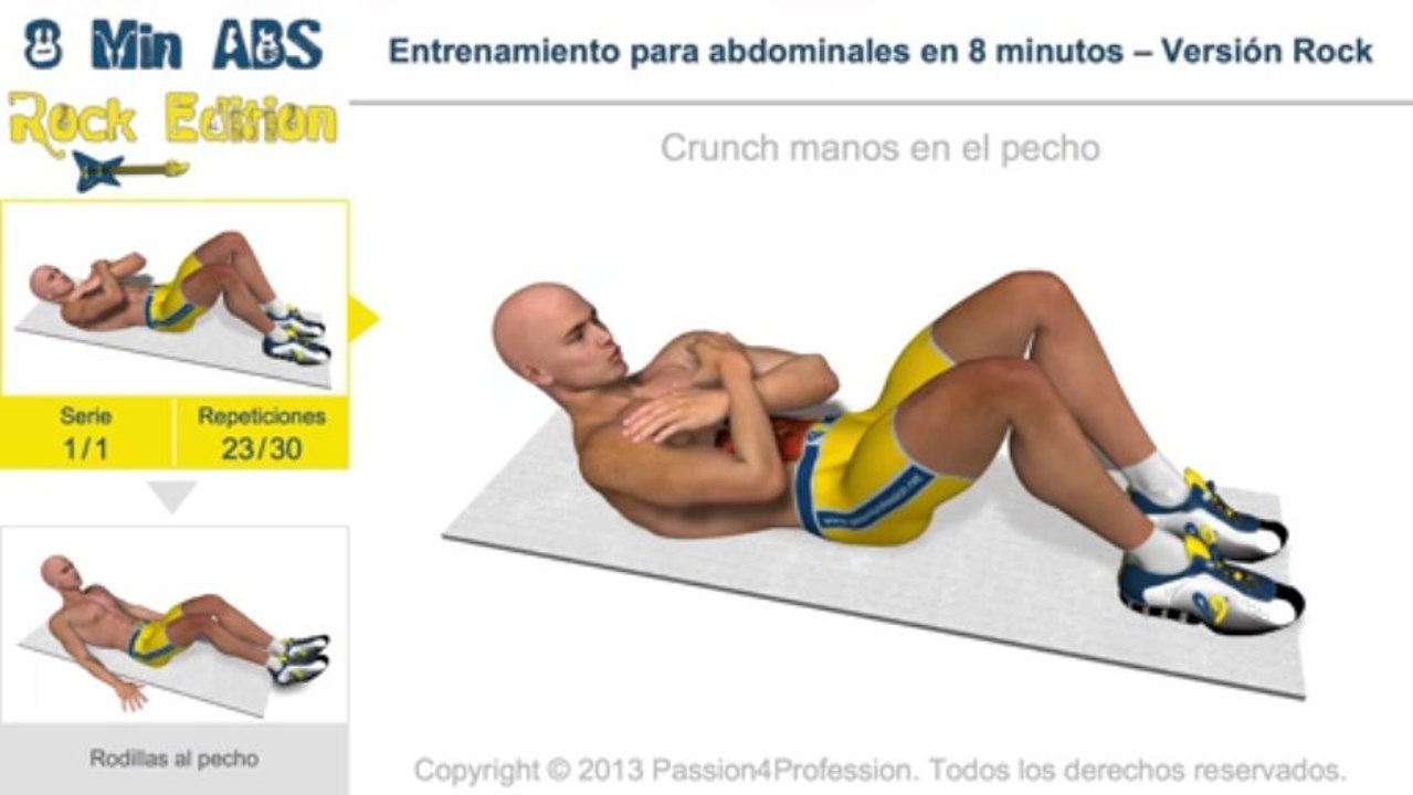 Entrenamiento para abdominales en 8 minutos – Versión Rock