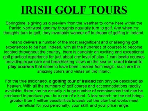 Irish Golf Tours-Vacations-Irish Golf Tours
