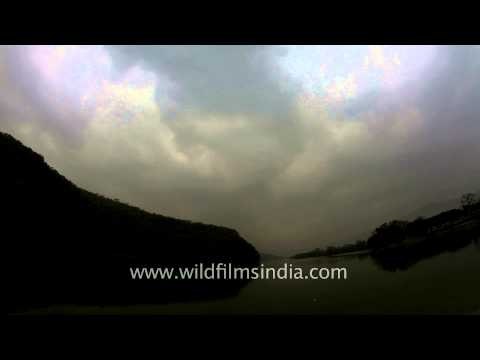 Clouds moving in fast motion over the Phewa Tal, Pokhara Valley