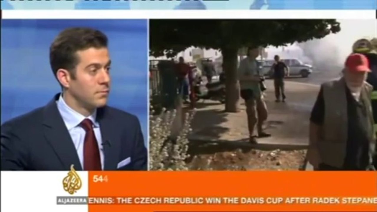 Jonathan Sacerdoti on Al Jazeera English, discussing the war in Gaza