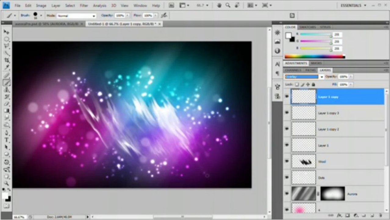 Adobe CS TUT VID-51 Photoshop CS4 Tutorial_ Create a Colorful Aurura Effect