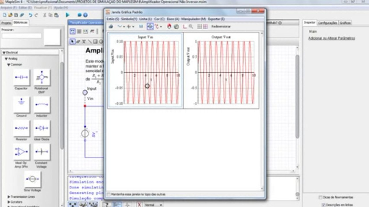 ANALISE E SIMULAÇÃO DE CIRCUITO AMPLIFICADOR OPERACIONAL INVERSOR E NÃO INVERSOR