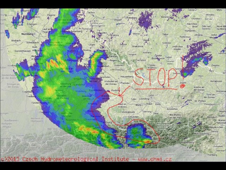 Unwetterfront Stoppt genau an Staatsgrenze^^  03.08.2013 auf 04.08.2013