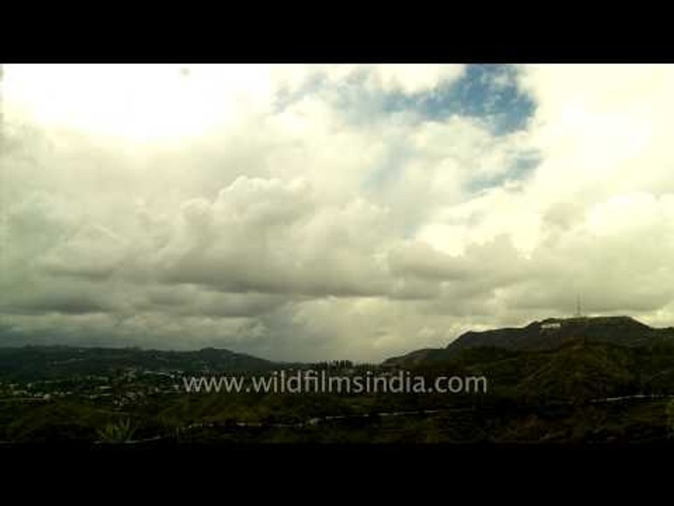 Hollywood sign in time lapse, with clouds racing by!
