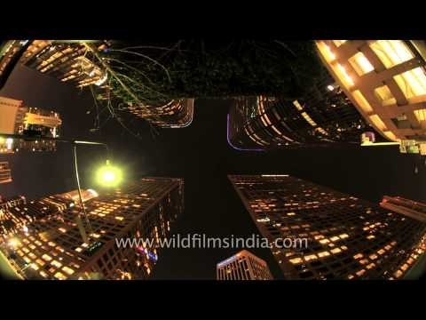 Night view of high rise buildings of United States