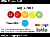 USA Powerball Drawing Results for Aug 3, 2013