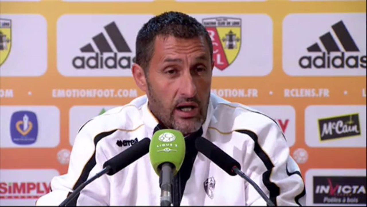 Conférence de presse RC Lens - CA Bastia (1-0) : Antoine  KOMBOUARE (RCL) - Stéphane ROSSI (CAB) - 2013/2014