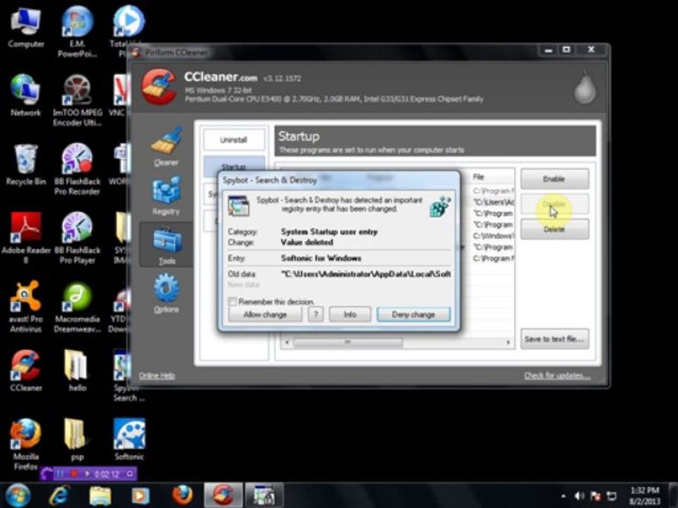 Windows 7: Disable Start Up Program to Speed Up PC