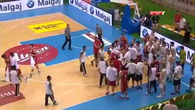 Slovenia Goran Dragic Turkey Dogus Balbay altercation EuroBasket 2013 Preparation Games