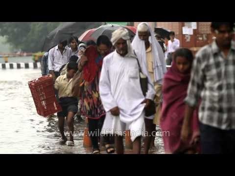 Footpath outside Aiims Metro station drowned in water