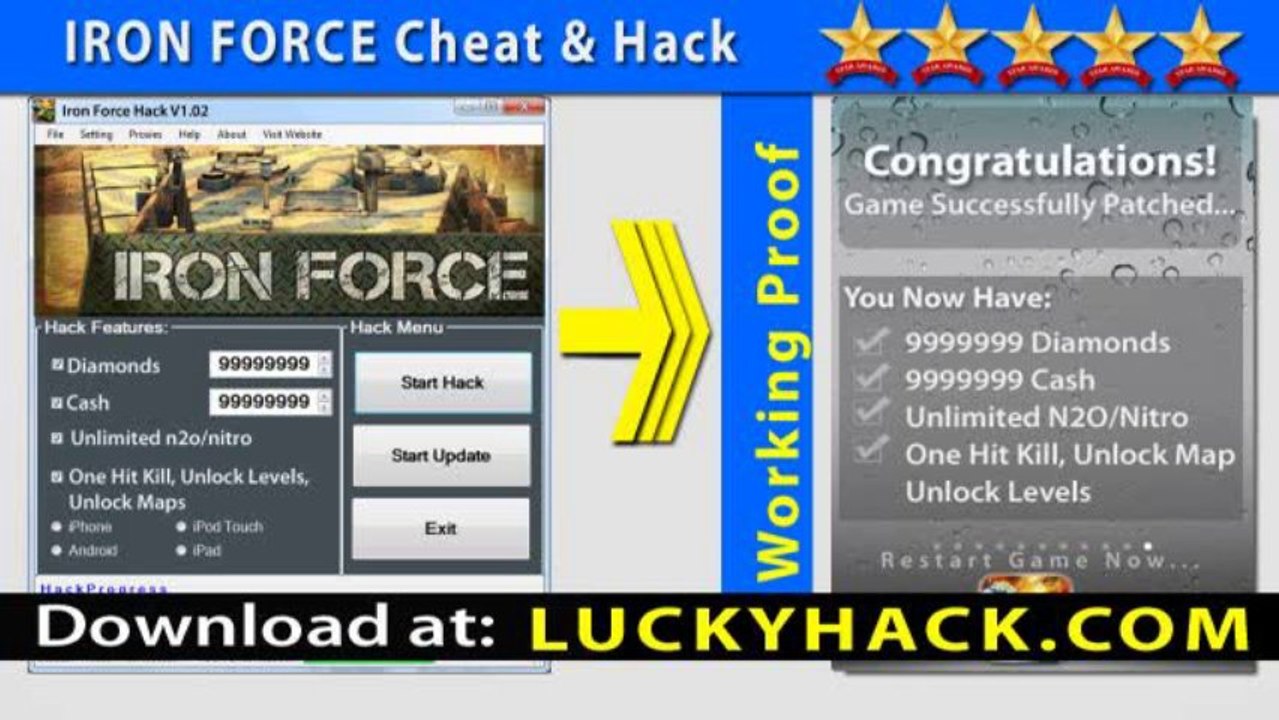 Iron Force Cheat Diamonds, Cash, Nitro and Nitro - Android -- Elite Iron Force Cash Cheat