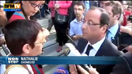 Une chômeuse interpelle François Hollande à La Roche-sur-Yon - 06/08