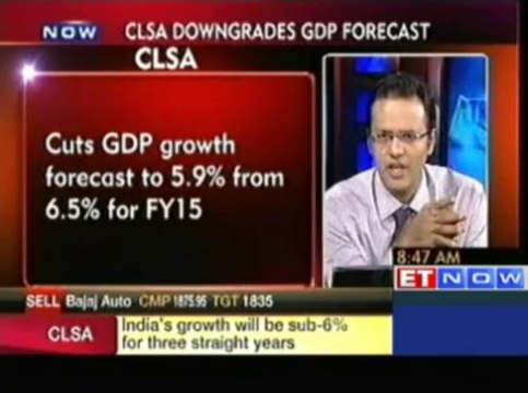 CLSA cuts GDP growth forecast to 5.9% for FY 15