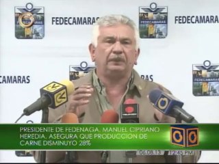 Fedenaga: Producción de carne ha disminuido 28,86%