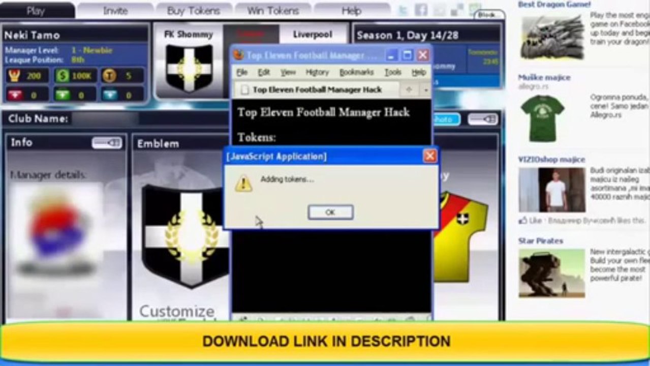 TOP ELEVEN TOKENS HACK 2013 [UPDATED August 2013]