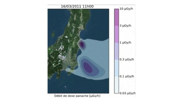 Fukushima - dispersion atmospherique des radiations - echelle regionale