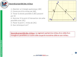 4ème - TRIANGLES ET PARALLELES - Seconde propriété des milieux