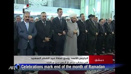 Syria's Assad at Eid prayers in Damascus