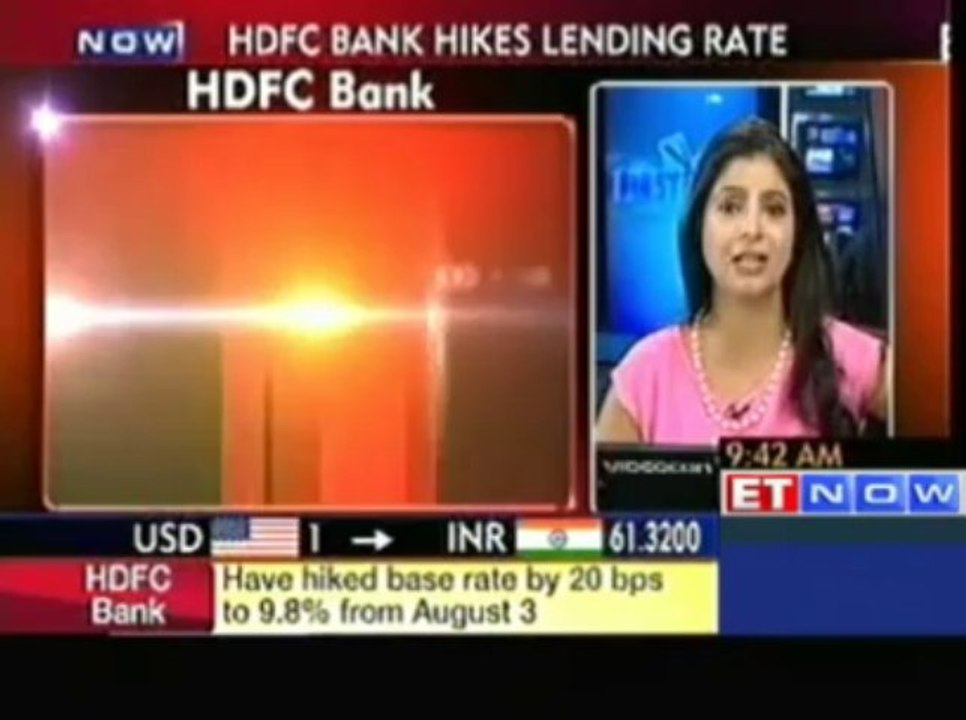 HDFC Bank Hikes Base Rate By 20 bps to 9.8 pc