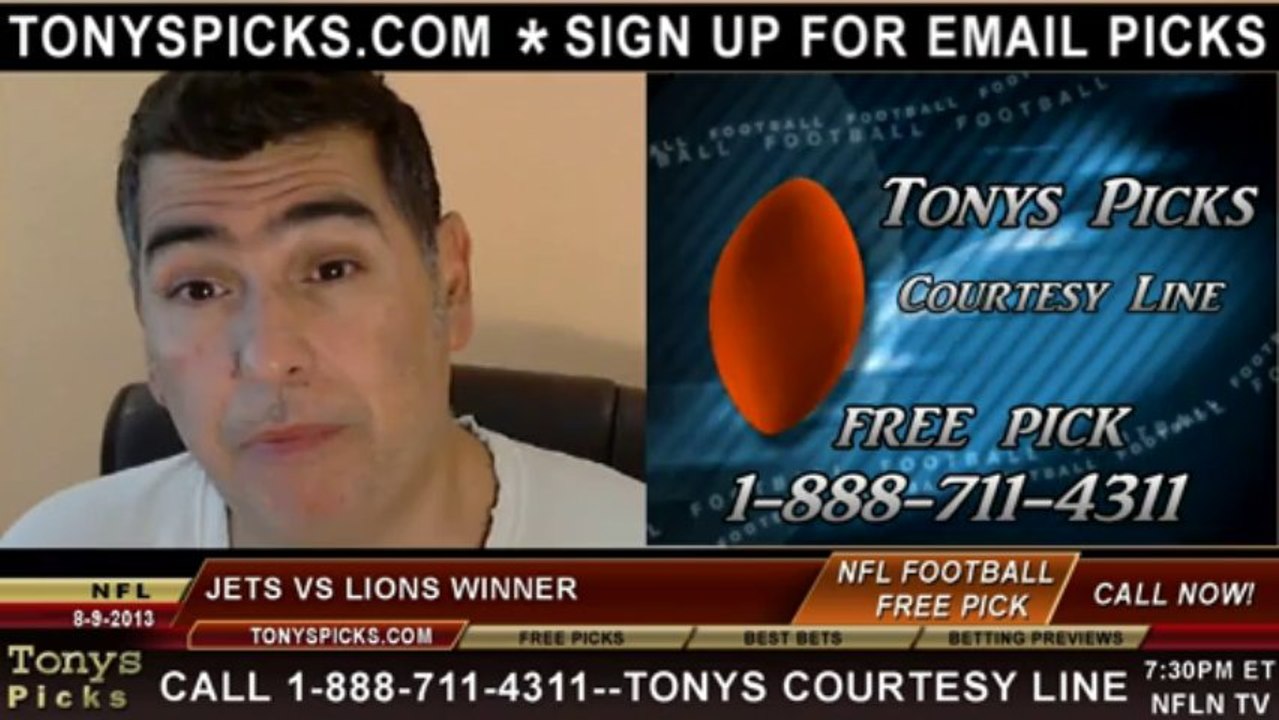 New York Jets vs. Detroit Lions Pick Prediction NFL Pro Football Odds Preview 8-9-2013