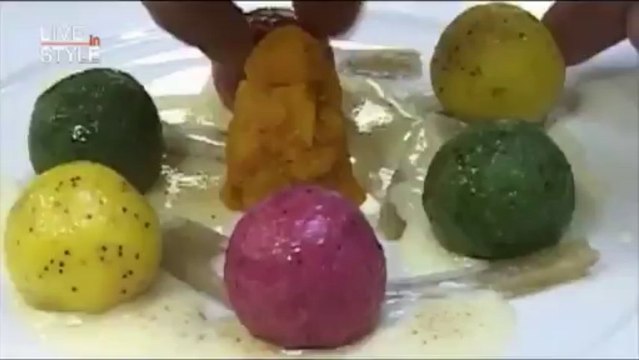 Pietro Leeman Gnocchi colorati con fonduta di parmigiano e dolce gong