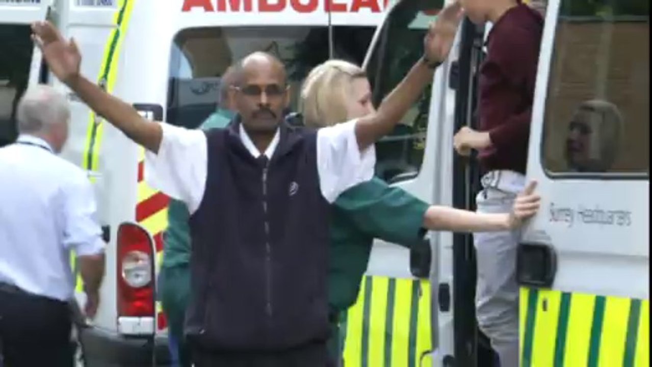 Acid attack girls arrive at hospital