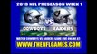 Watch Dallas Cowboys vs Oakland Raiders NFL Live Stream 8/9/2013