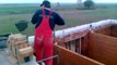 Polish builders working faster throwing shovels of mortar... Great brickwork technic!!