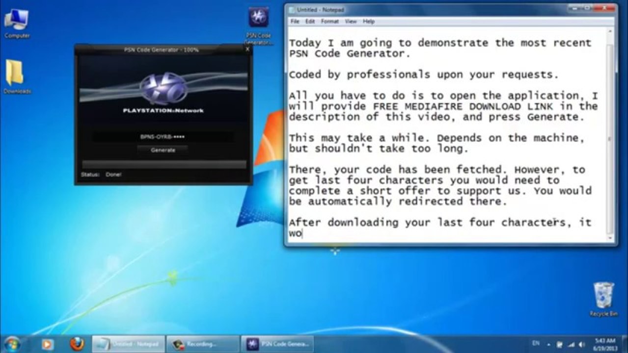 PSN Code Generator - Works as of 2013