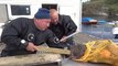 Russian fisherman bitten by a monkfish... He even gets stuck!!