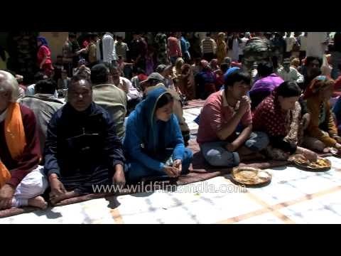 Food distribution outside Gangotri temple