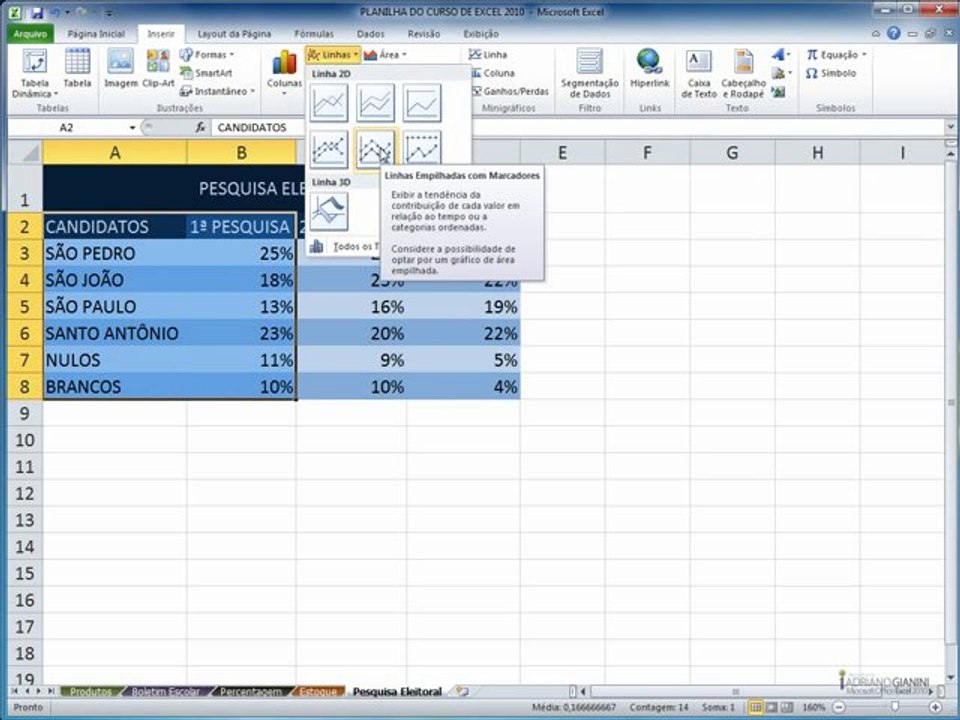 excel2010  CAPÍTULO 7 - AULA 2 gráfico simples