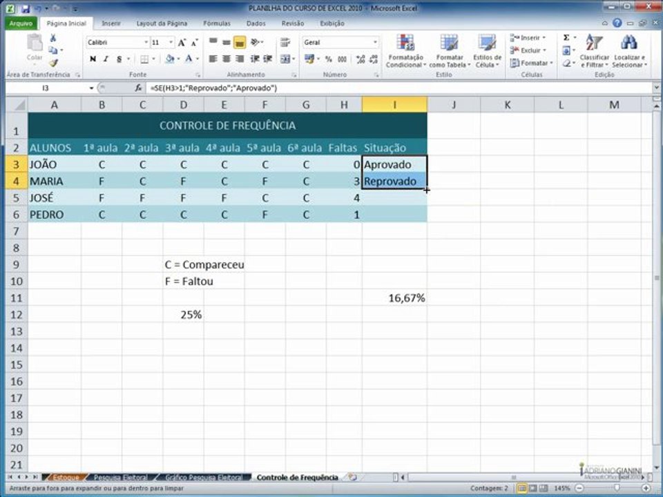 excel2010  CAPÍTULO 8 - AULA 3 função se