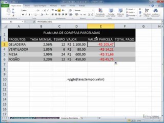 excel2010  CAPÍTULO 10 - AULA 2 função pgto