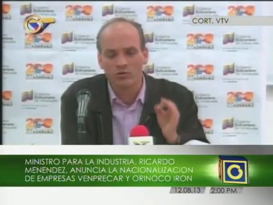 Nacionalizadas las empresas Venprecar y Orinoco Iron