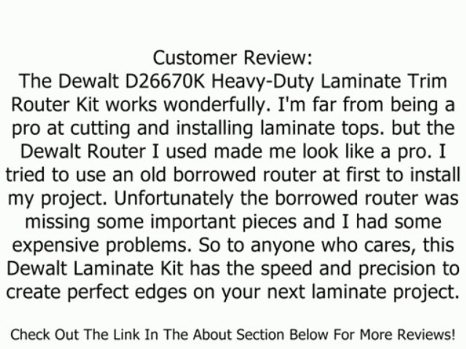 DEWALT D26670K Heavy-Duty Laminate Trim Router Kit Review
