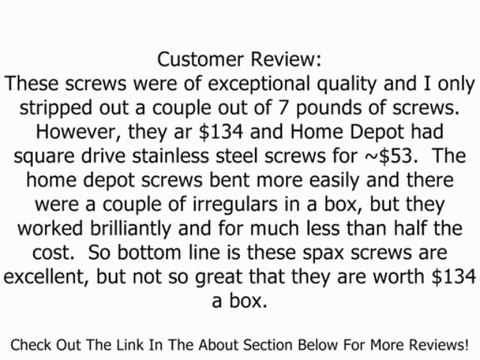 Spax 4577000500637 10-by-2-1/2-Inch Flat Head Stainless Steel Screw, 5-Pound Pack Review