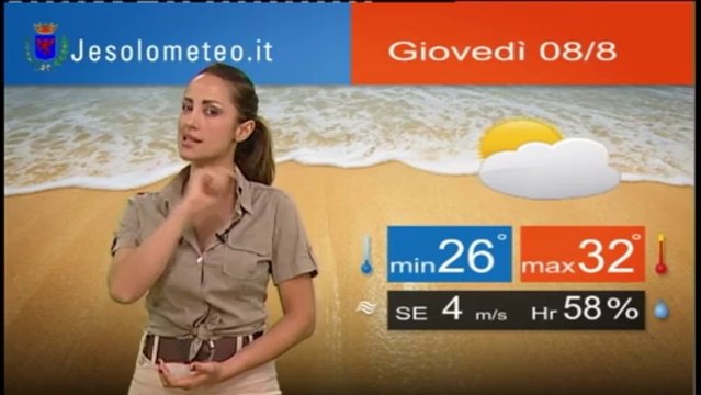 PREVISIONI DEL TEMPO JESOLO GIOVEDI' 08 AGOSTO 2013