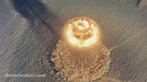 Aerial view of an atomic bomb explosion!! 1951 Area 7 on Nevada Test Site...