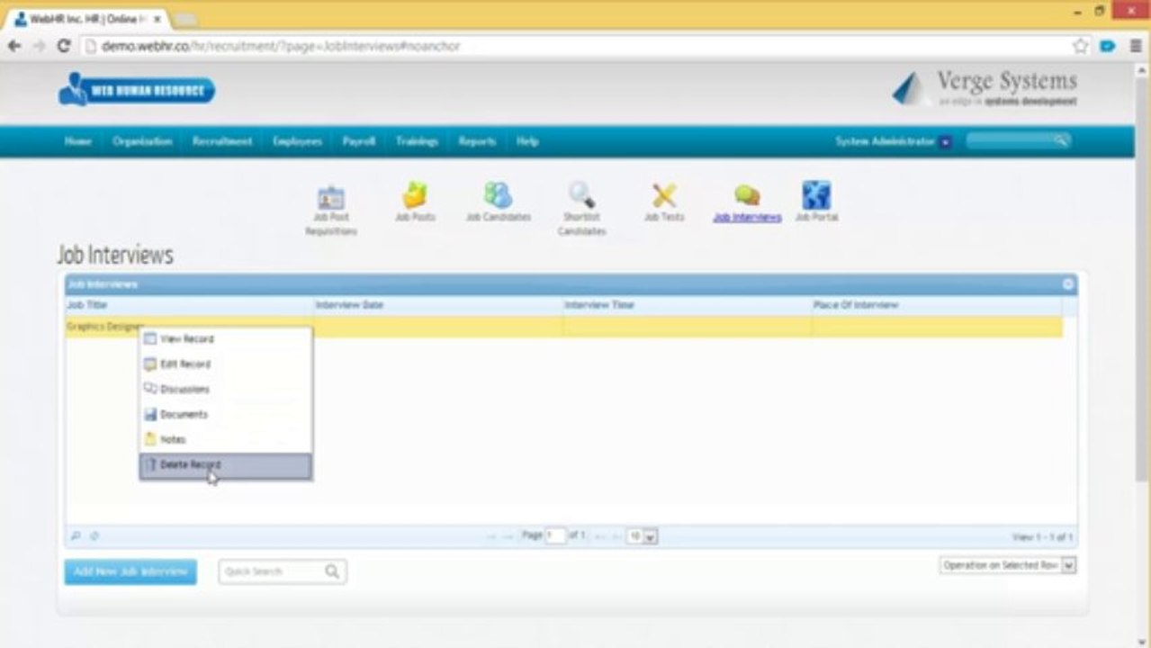 WebHR - Video Tutorials - Recruitment - Job Interviews